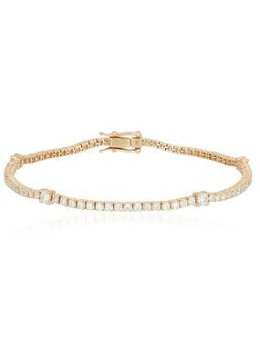 Brilliant Horizon 14K (or 18k upon request) Yellow Gold Diamond Tennis Bracelet